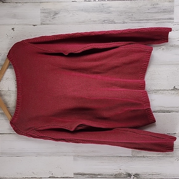 H&M dusty dark rose reverse knit cable knit scooped neck sweater Size Large - Picture 3 of 5